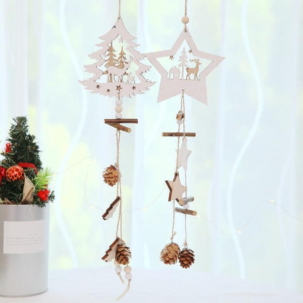 Seasonal Decorations Wooden Christmas Ornaments Pine Cone Pendant Decorations