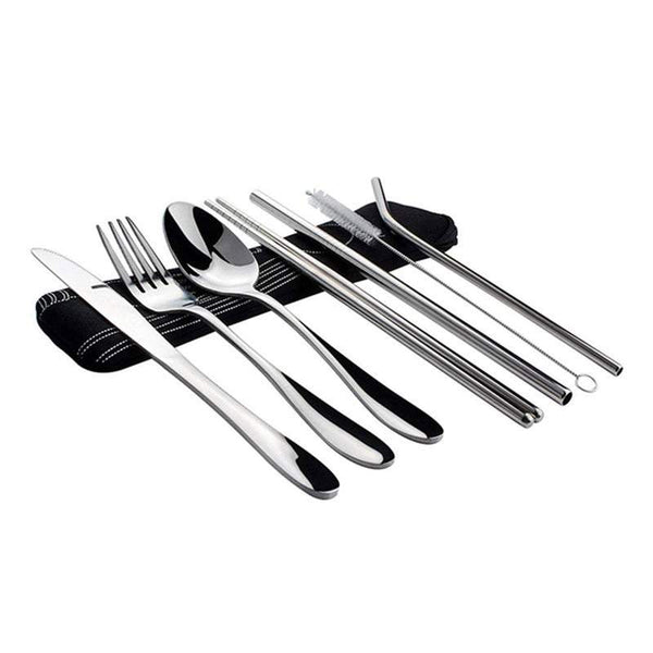 Outdoor Tableware Kitchen Utensil Sets 7Pcs Travel Utensils With Case Portable Knife Fork Spoon Chopsticks