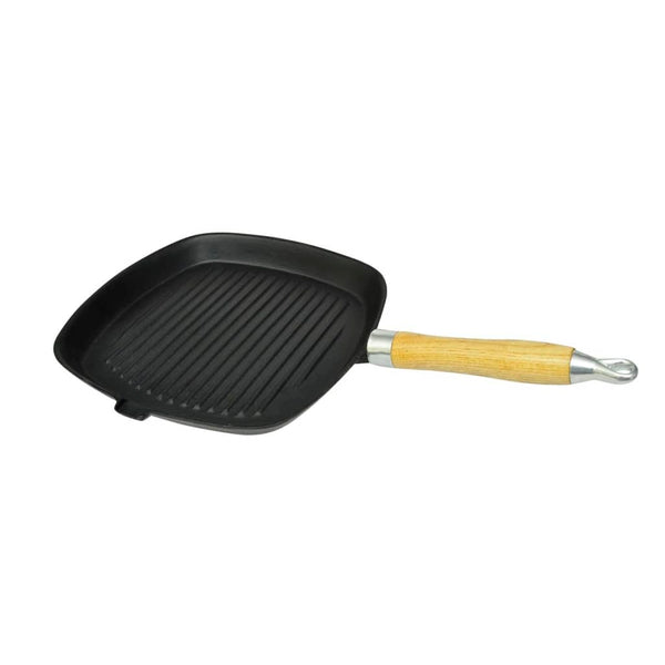 Frying & Grill Pans Grill Pan With Wooden Handle Cast Iron 20X20 Cm