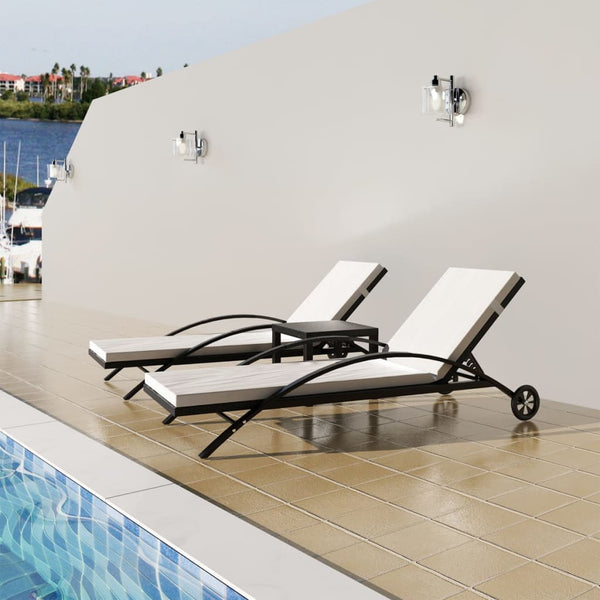 Loungers Sun With Table Poly Rattan Black