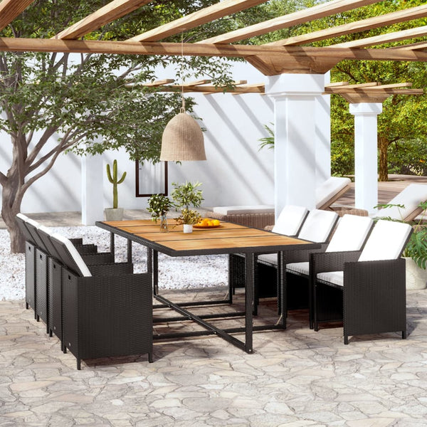 Patio Furniture Sets 13 Piece Outdoor Dining Set With Cushions Poly Rattan Black