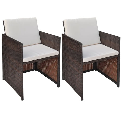 Patio Chairs Garden Chairs 2 Pcs With Cushions And Pillows Poly Rattan Brown