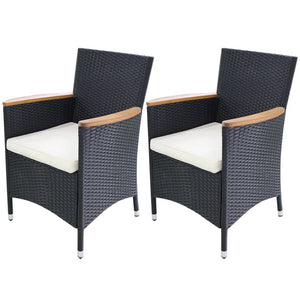 Patio Chairs Garden Chairs 2 Pcs With Cushions Poly Rattan Black