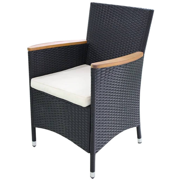 Patio Chairs Garden Chairs 2 Pcs With Cushions Poly Rattan Black