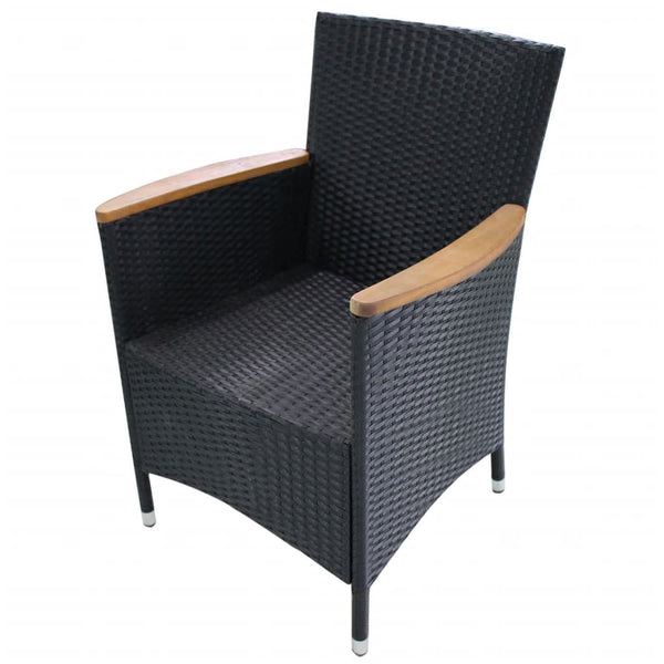 Patio Chairs Garden Chairs 2 Pcs With Cushions Poly Rattan Black