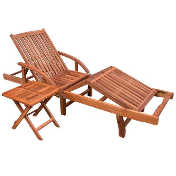 Loungers Sun Lounger With Table Solid Acacia Wood