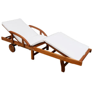 Loungers Sun Lounger With Cushion Solid Acacia Wood