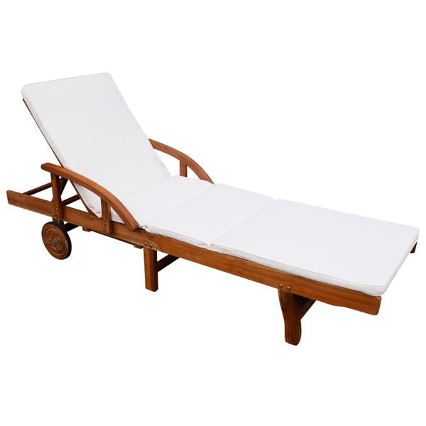 Loungers Sun Lounger With Cushion Solid Acacia Wood