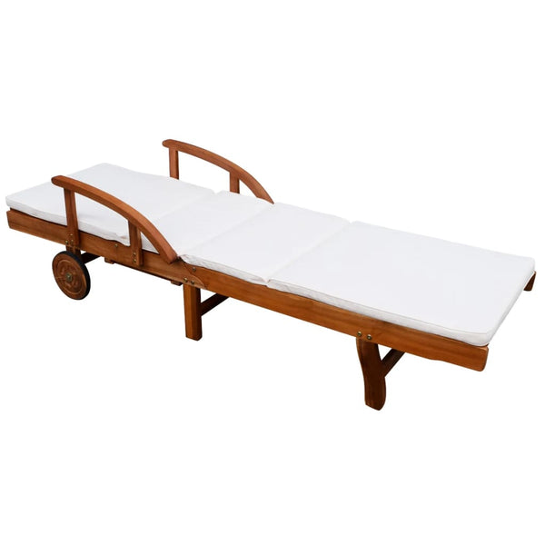 Loungers Sun Lounger With Cushion Solid Acacia Wood