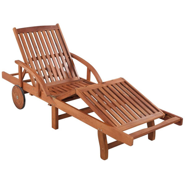 Loungers Sun Lounger With Cushion Solid Acacia Wood