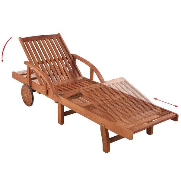 Loungers Sun Lounger With Cushion Solid Acacia Wood