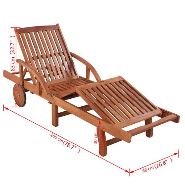 Loungers Sun Lounger With Cushion Solid Acacia Wood