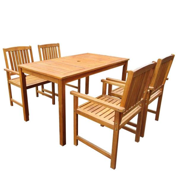 5 Piece Outdoor Dining Set Grey Solid Acacia Wood