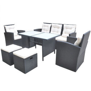 Patio Furniture Sets 6 Piece Outdoor Dining Set With Cushions Poly Rattan Black