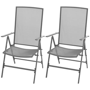 Patio Chairs Stackable Garden Chairs 2 Pcs Steel Grey