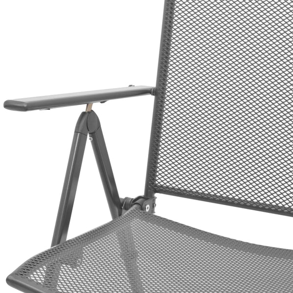 Patio Chairs Stackable Garden Chairs 2 Pcs Steel Grey