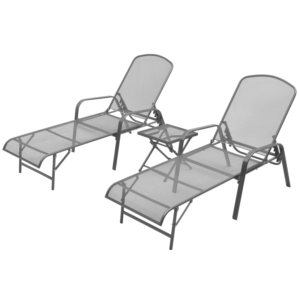 Loungers Sun 2 Pcs With Table Steel Anthracite