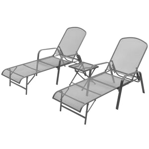 Loungers Sun 2 Pcs With Table Steel Anthracite