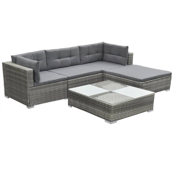 Patio Furniture Sets 5 Piece Garden Lounge Set With Cushions Poly Rattan Grey