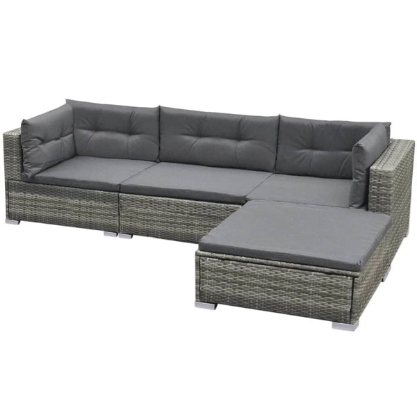 Patio Furniture Sets 5 Piece Garden Lounge Set With Cushions Poly Rattan Grey