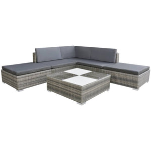 Patio Furniture Sets 6 Piece Garden Lounge Set With Cushions Poly Rattan Grey