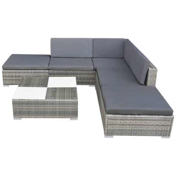 Patio Furniture Sets 6 Piece Garden Lounge Set With Cushions Poly Rattan Grey