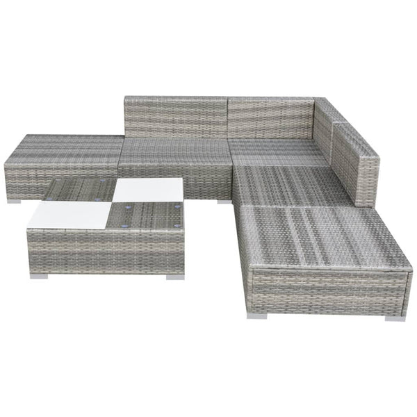 Patio Furniture Sets 6 Piece Garden Lounge Set With Cushions Poly Rattan Grey