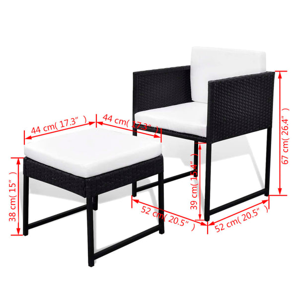 Patio Furniture Sets 9 Piece Outdoor Dining Set With Cushions Poly Rattan Black