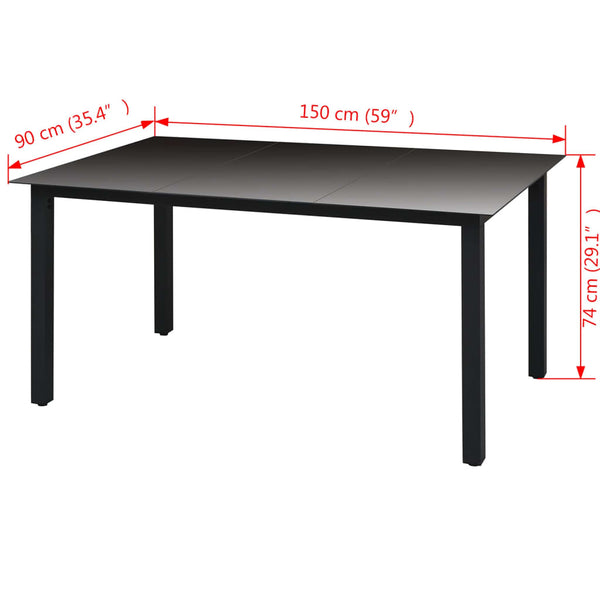 Patio & Garden Tables Garden Table Black 150X90x74 Cm Aluminium And Glass