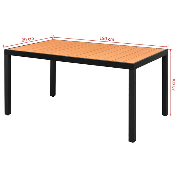 Patio & Garden Tables Garden Table Brown 150X90x74 Cm Aluminium And Wpc