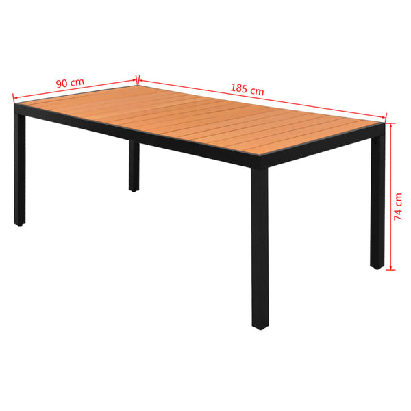 Patio & Garden Tables Garden Table Brown 150X90x74 Cm Aluminium And Wpc