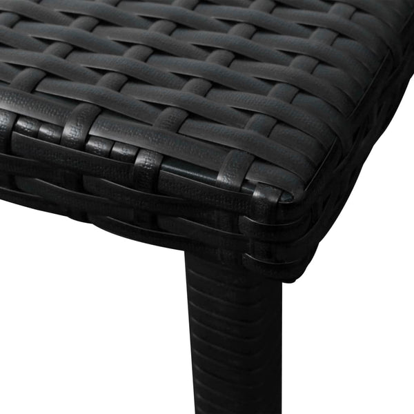 Loungers Sun Lounger With Cushion & Table Poly Rattan Black