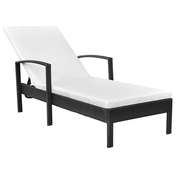 Loungers Sun Lounger With Cushion Poly Rattan Black