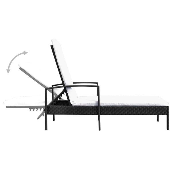 Loungers Sun Lounger With Cushion Poly Rattan Black