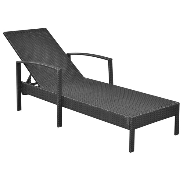 Loungers Sun Lounger With Cushion Poly Rattan Black