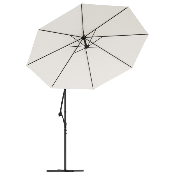 Patio Umbrellas Hanging Parasol With Led Lighting 300 Cm Sand Metal Pole