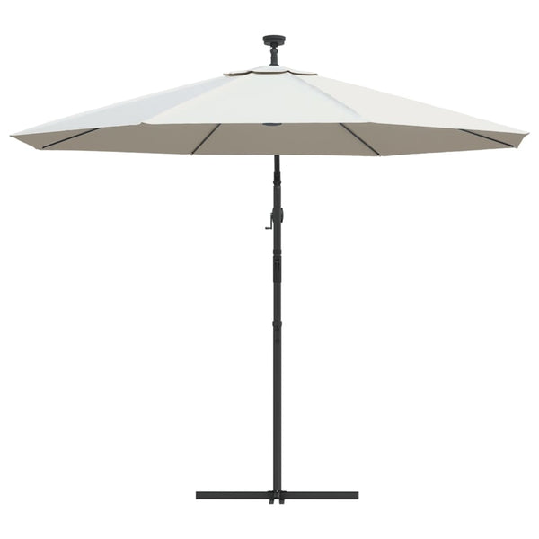 Patio Umbrellas Hanging Parasol With Led Lighting 300 Cm Sand Metal Pole