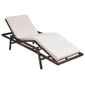 Loungers Sun Lounger With Cushion Poly Rattan Brown