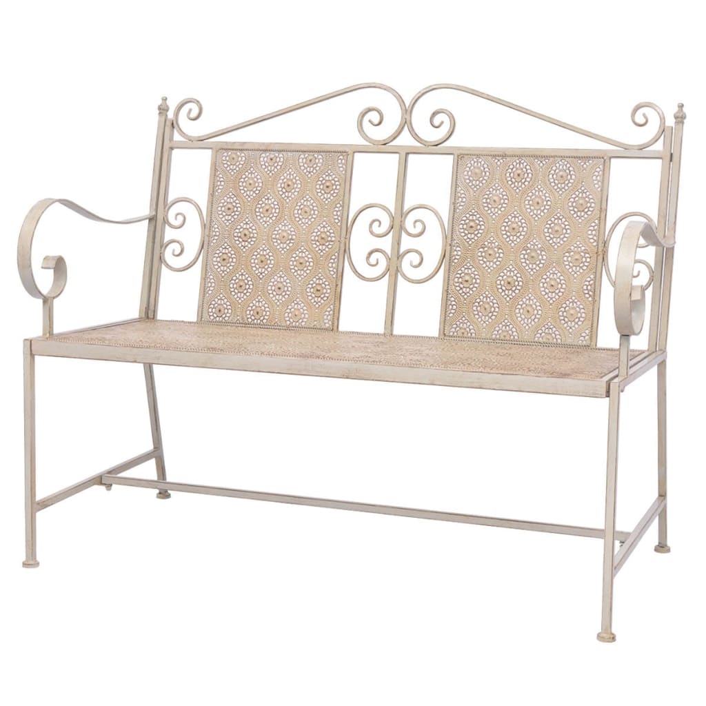 Patio Benches Garden Bench 115 Cm Steel Vintage White