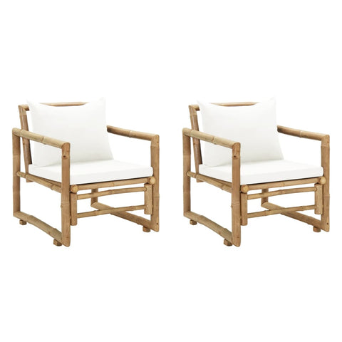 Patio Chairs Garden Chairs 2 Pcs With Cushions And Pillows Bamboo