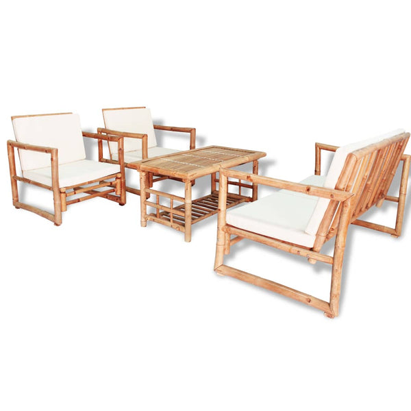 Patio Chairs 4 Piece Garden Lounge Set With Cushions Bamboo