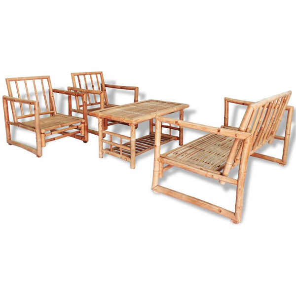 Patio Chairs 4 Piece Garden Lounge Set With Cushions Bamboo