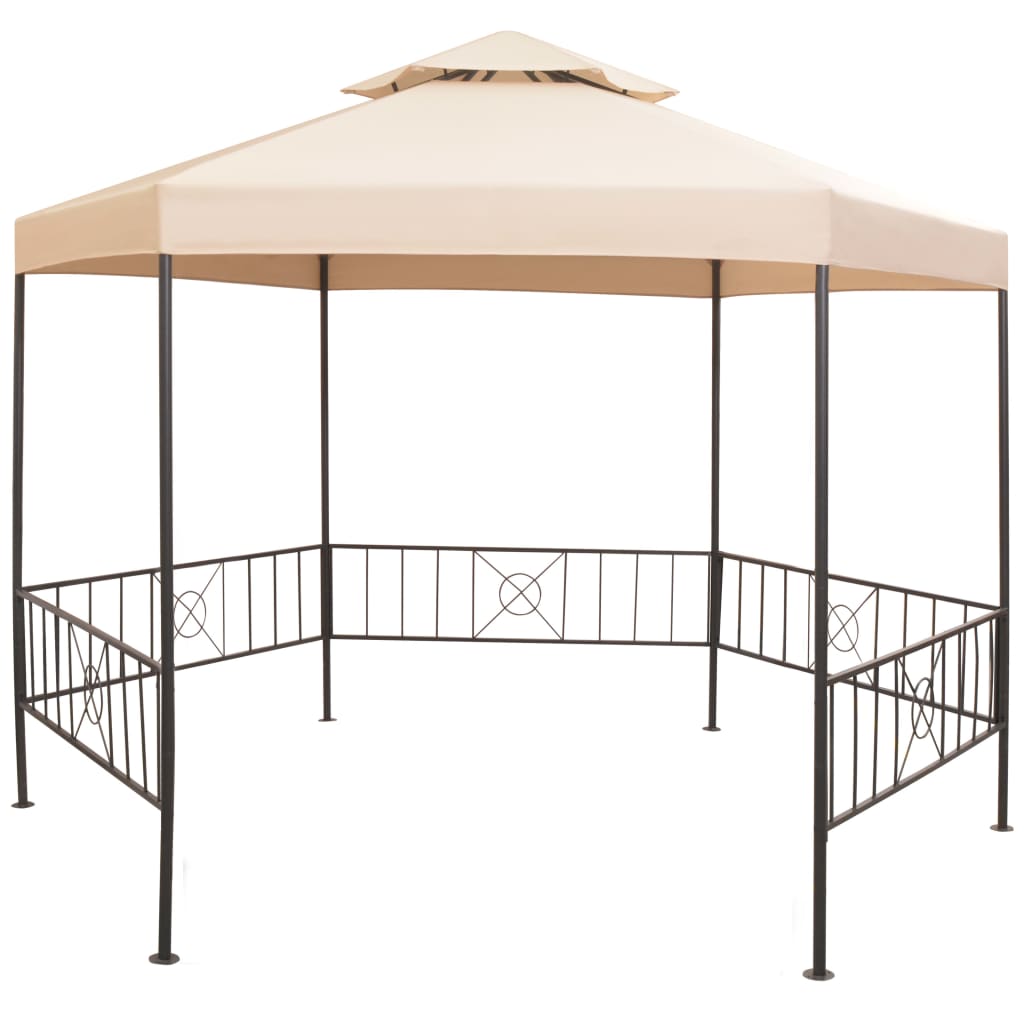 Garden Marquee Gazebo Pavilion Tent Hexagonal Beige 323X265 Cm