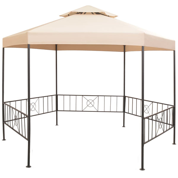 Gazebos & Pergolas Garden Marquee Gazebo Pavilion Tent Hexagonal Beige 323X265 Cm