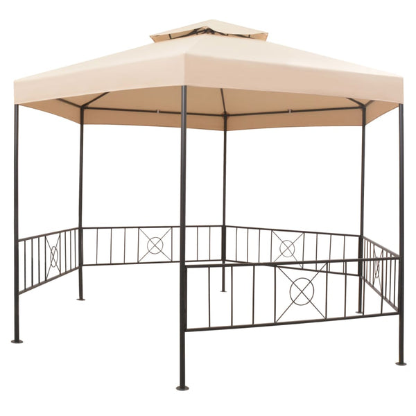 Garden Marquee Gazebo Pavilion Tent Hexagonal Beige 323X265 Cm