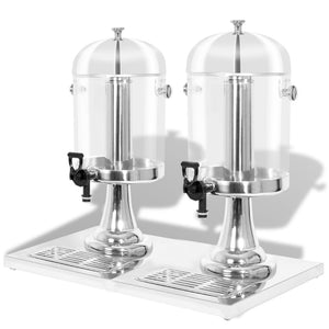 Dispensers Double Juice Dispenser Stainless Steel 2 X 8 L