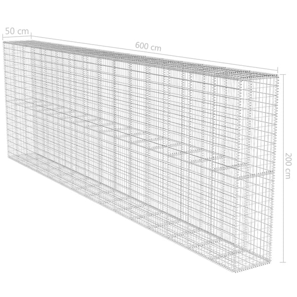 Gabion Baskets Gabion Wall With Cover Galvanised Steel 600X50x200 Cm