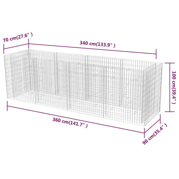 Gabion Baskets Gabion Raised Bed Steel 360X90x100 Cm