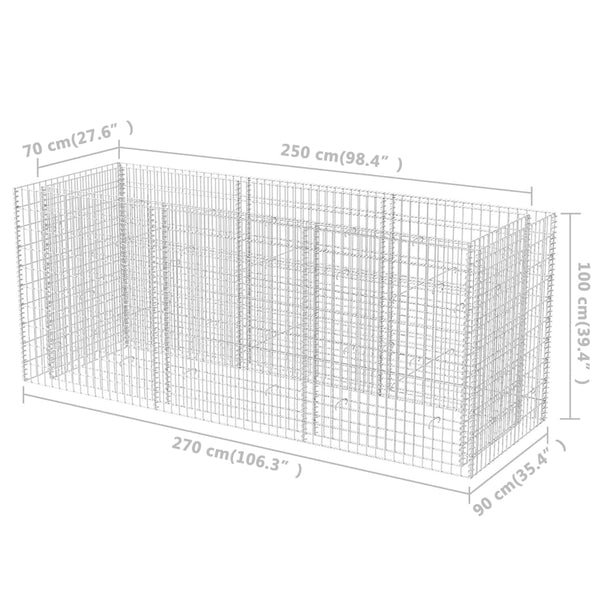 Gabion Baskets Gabion Raised Bed Steel 270X90x100 Cm