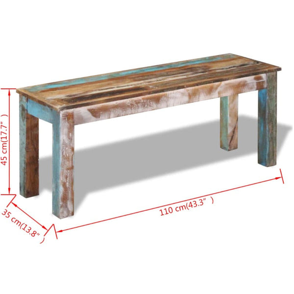 Benches Bench Solid Reclaimed Wood 110X35x45 Cm